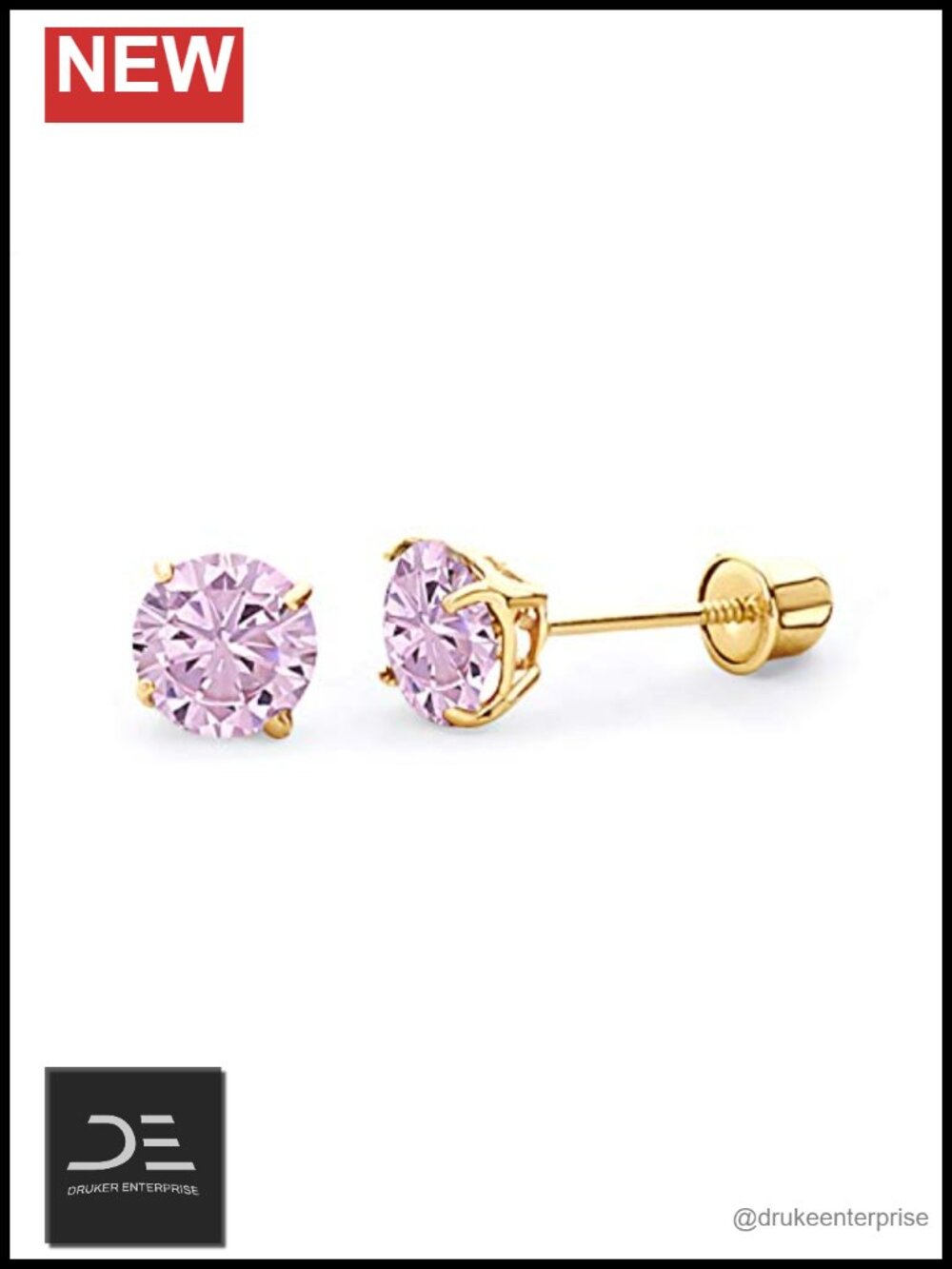 14k Yellow Gold 5mm Round Birthstone Stud Earrings Screw Back